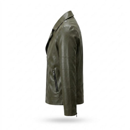 Mens Outlet House - Nelan | Asymmetrical Zippered Leather Jacket Men