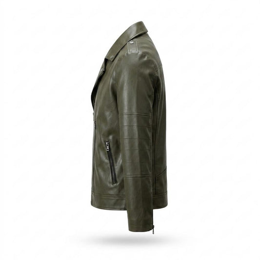 Mens Outlet House - Nelan | Asymmetrical Zippered Leather Jacket Men