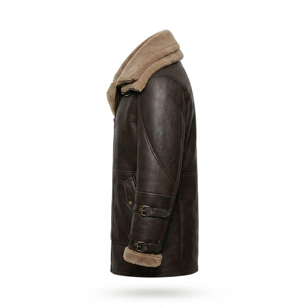 Mens Outlet House - Nodan | Shearling-Lined Wide-Collar Coat Men