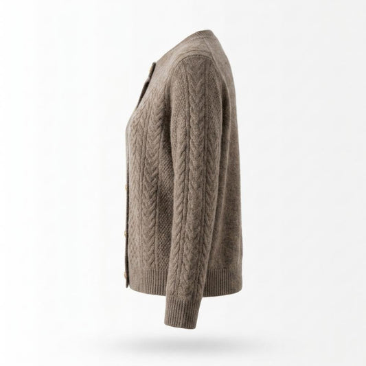 Mens Outlet House - Eltal | Cable-Knit Button-Front Knit Cardigan Women