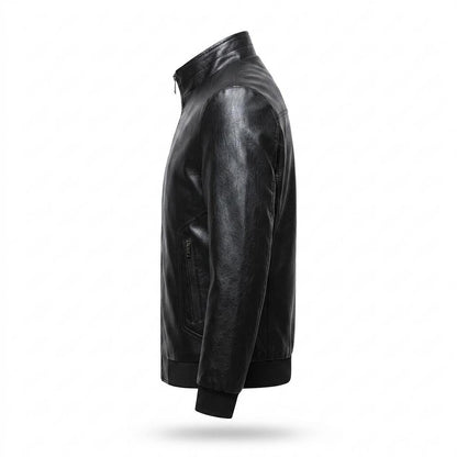 Mens Outlet House - Nomir | Zip-Up Stand-Collar Leather Jacket Men