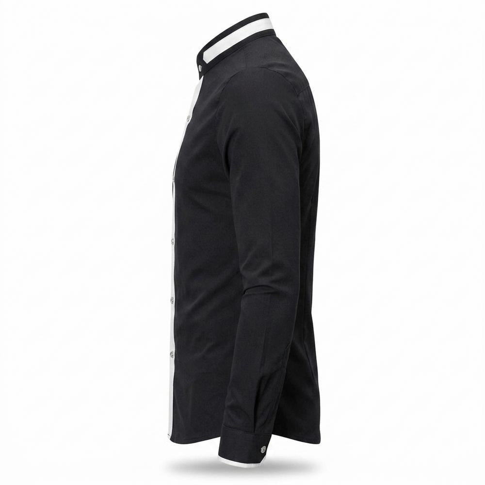 Mens Outlet House - Nozan | Stand-Collar Contrast-Placket Shirt Men
