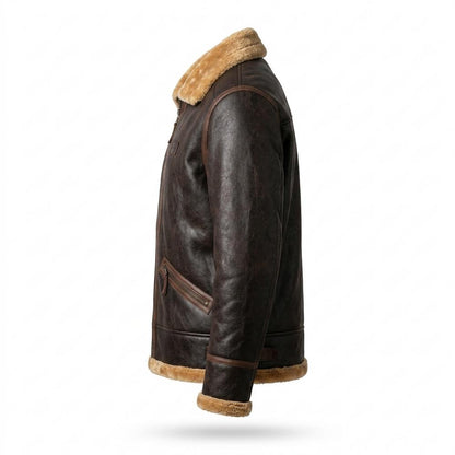 Mens Outlet House - Mavan | Lined Shearling-Collar Leather Jacket Men