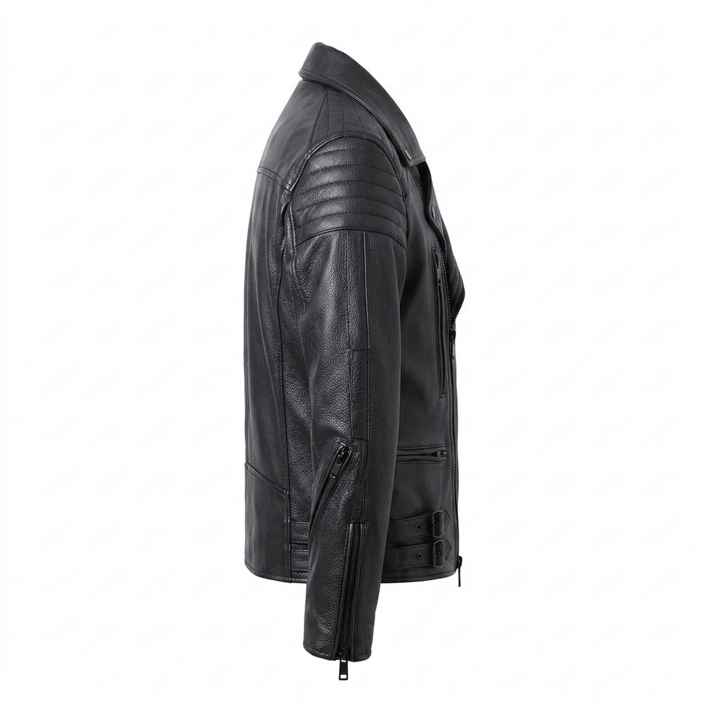 Mens Outlet House - Alhal | Quilted Asymmetrical Leather Jacket Men