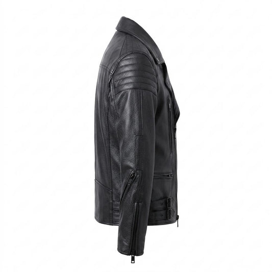 Mens Outlet House - Alhal | Quilted Asymmetrical Leather Jacket Men