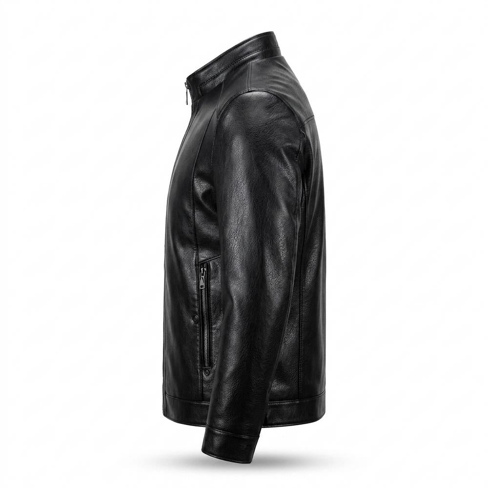 Mens Outlet House - Cosen | Zip-Up Stand-Collar Leather Jacket Men