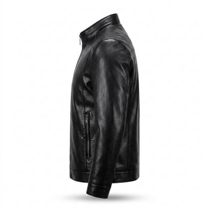 Mens Outlet House - Cosen | Zip-Up Stand-Collar Leather Jacket Men