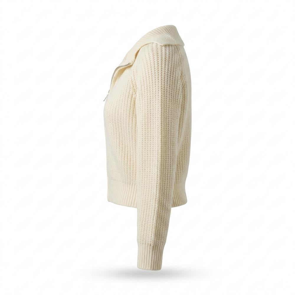 Mens Outlet House - Novin | Zip-Up Collared Knit Cardigan Women