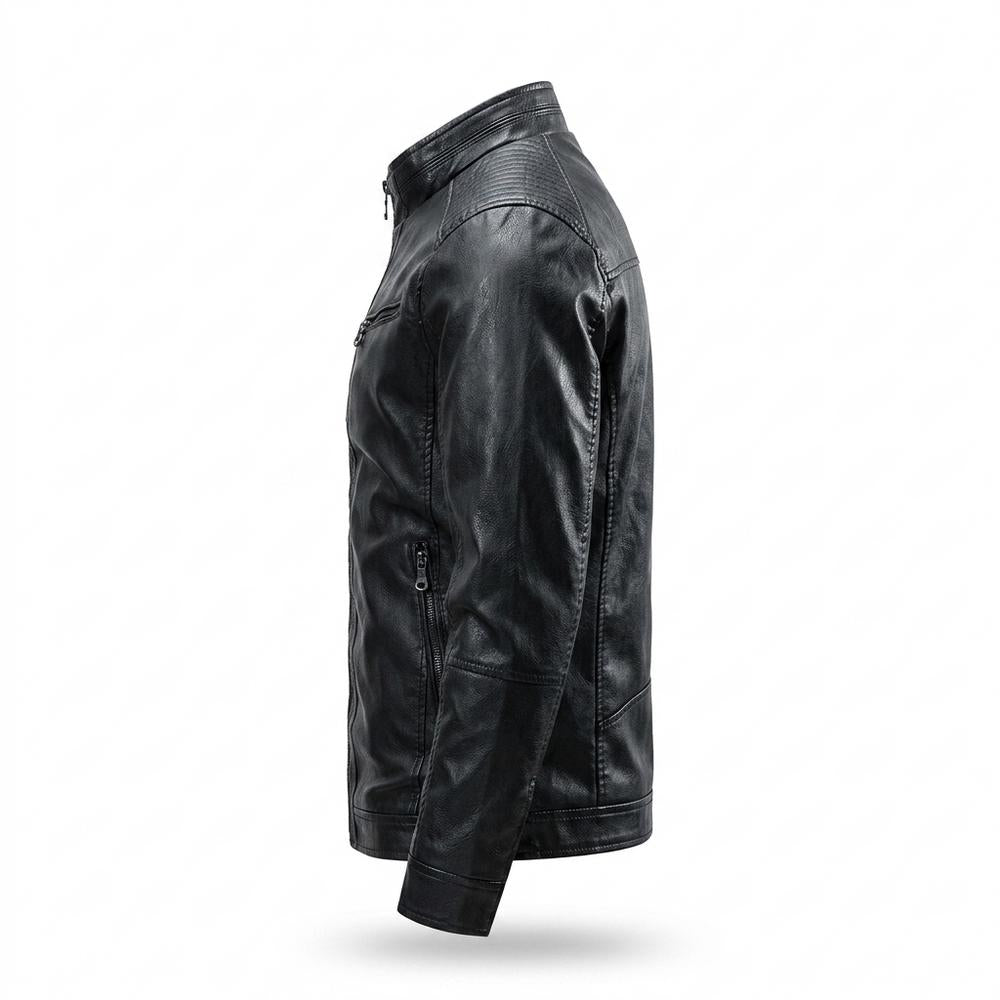 Mens Outlet House - Venav | Lined Zip-Up Leather Jacket Men