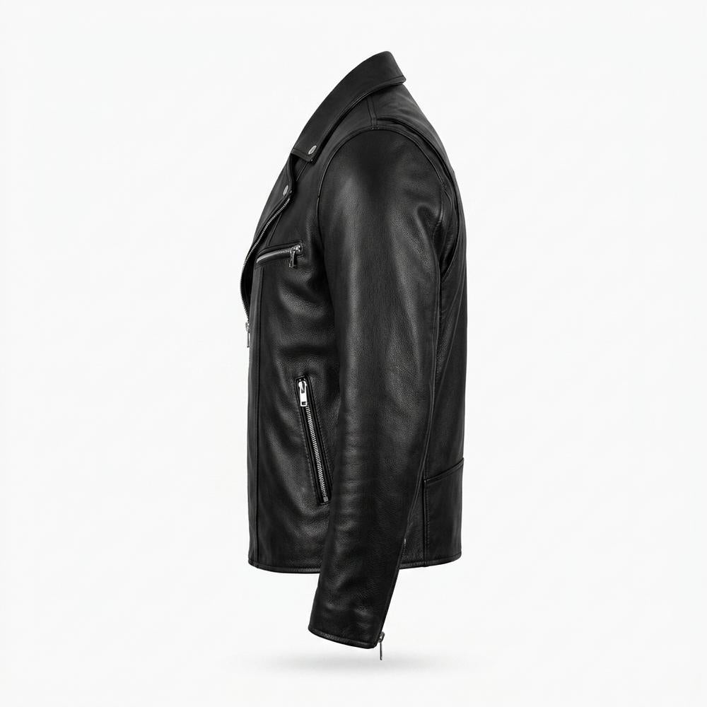Mens Outlet House - Dasel | Asymmetrical Zippered Leather Jacket Men