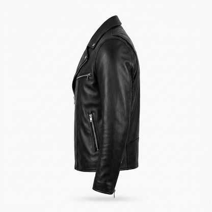 Mens Outlet House - Dasel | Asymmetrical Zippered Leather Jacket Men