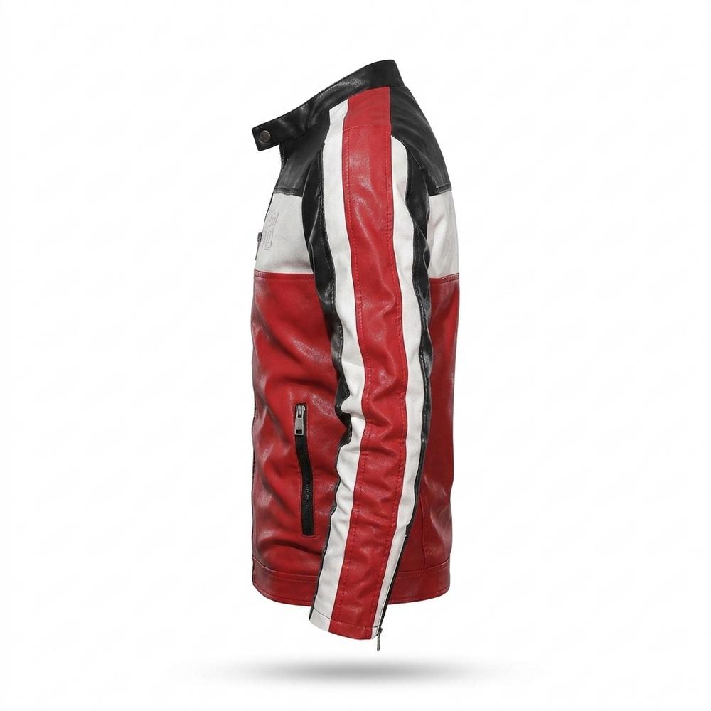 Mens Outlet House - Elnor | Color-Block Zip-Up Leather Jacket Men