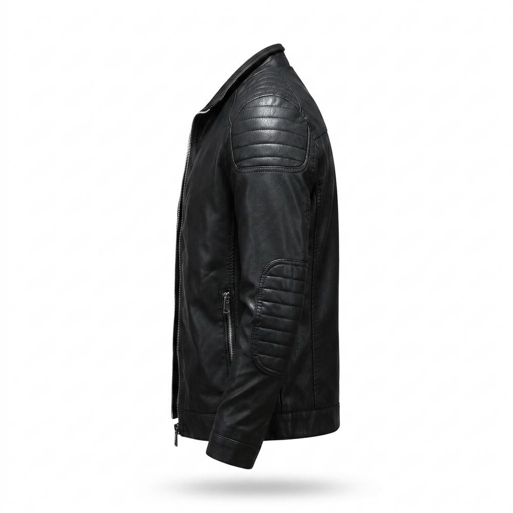 Mens Outlet House - Vizan | Quilted Zip-Up Leather Jacket Men
