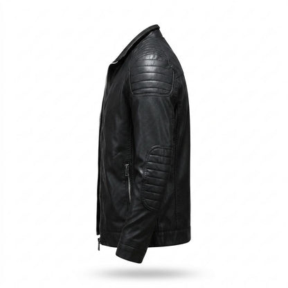 Mens Outlet House - Vizan | Quilted Zip-Up Leather Jacket Men