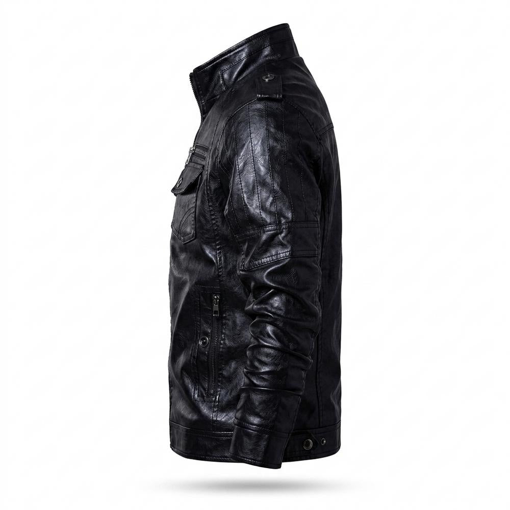Mens Outlet House - Covin | Lined Zip-Up Leather Jacket Men