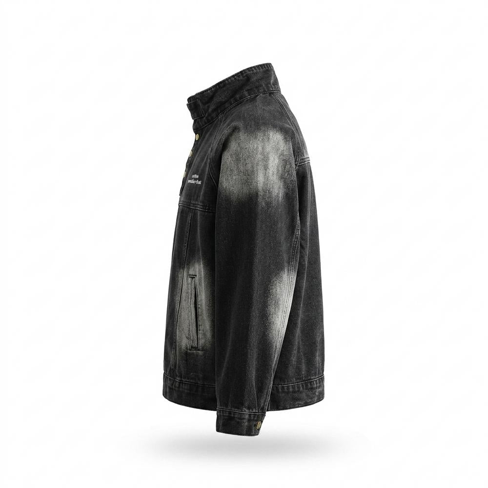 Mens Outlet House - Raver | Washed Stand-Collar Denim Jacket Unisex