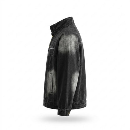 Mens Outlet House - Raver | Washed Stand-Collar Denim Jacket Unisex