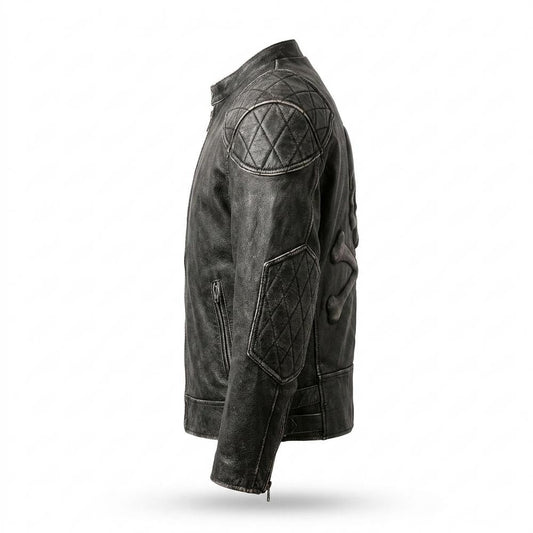 Mens Outlet House - Yiwed | Distressed Quilted Leather Jacket Men