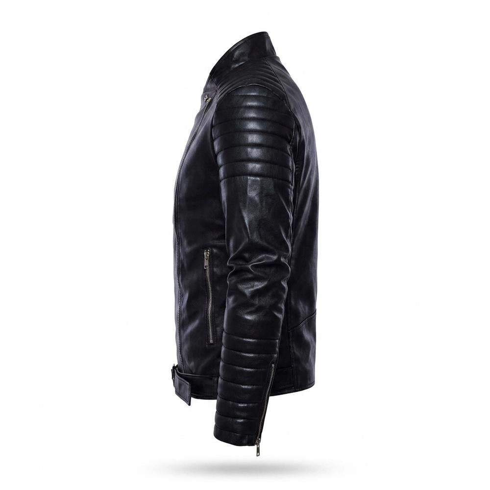 Mens Outlet House - Zerel | Asymmetrical Quilted Leather Jacket Men