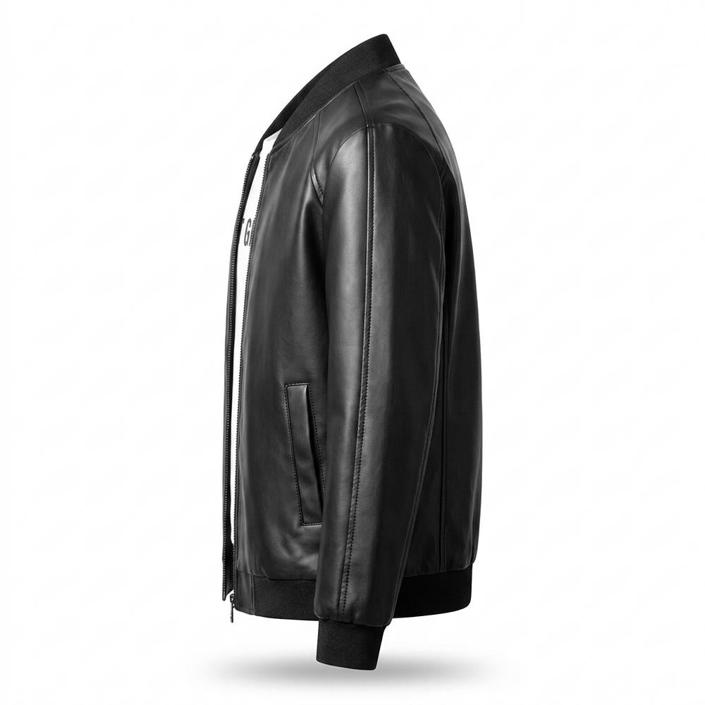 Mens Outlet House - Maran | Zip-Up Lined Leather Jacket Men