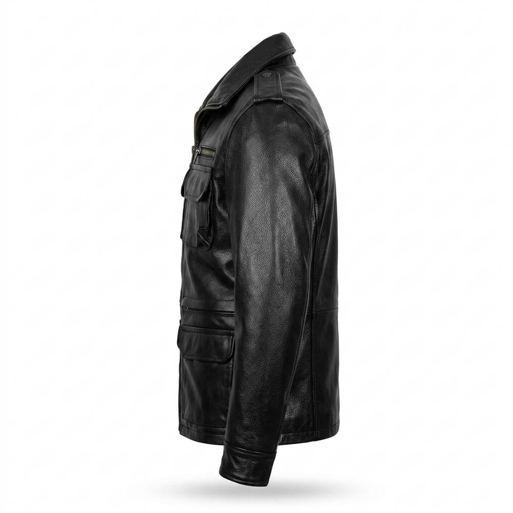 Mens Outlet House - Vivin | Cowhide Leather Multi-Pocket Leather Jacket Men