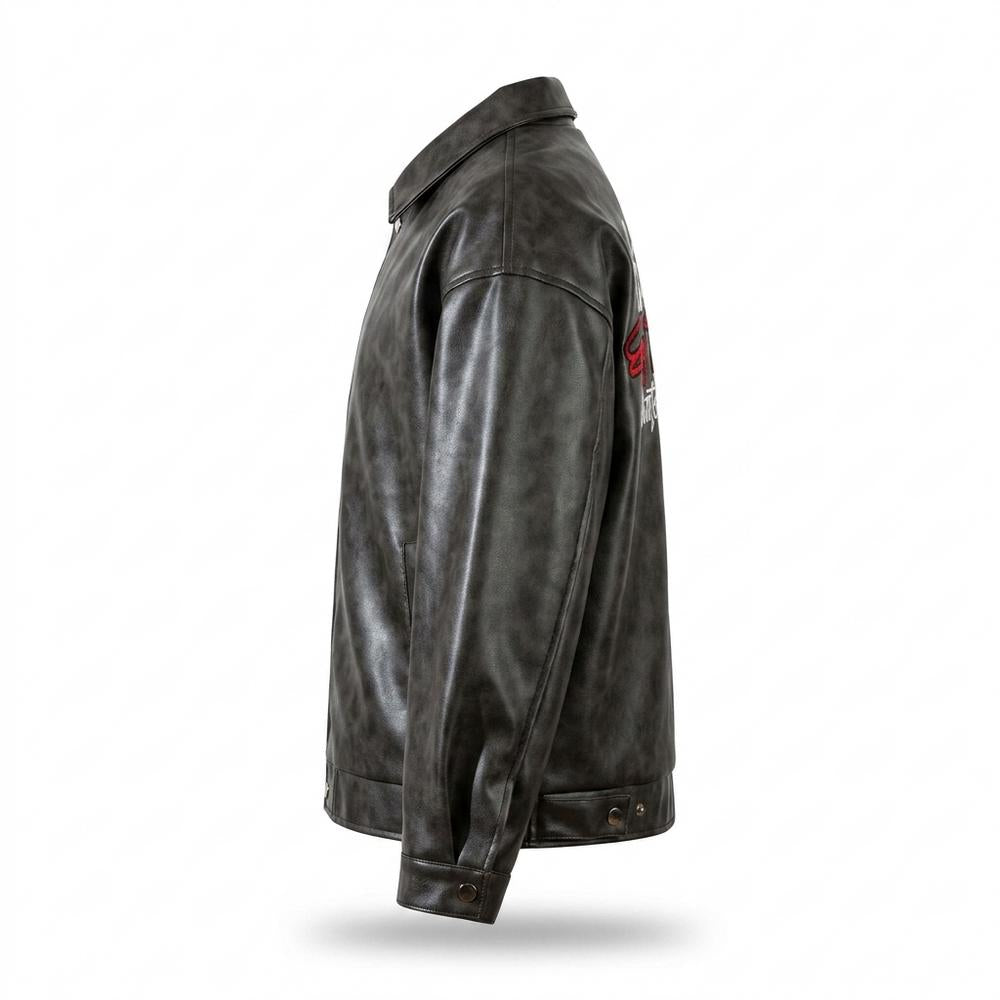 Mens Outlet House - Rovin | Zip-Up Faux-Leather Leather Jacket Unisex