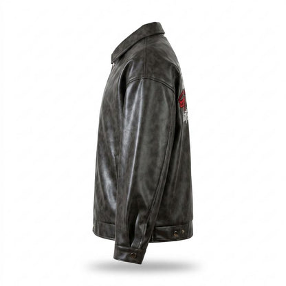 Mens Outlet House - Rovin | Zip-Up Faux-Leather Leather Jacket Unisex