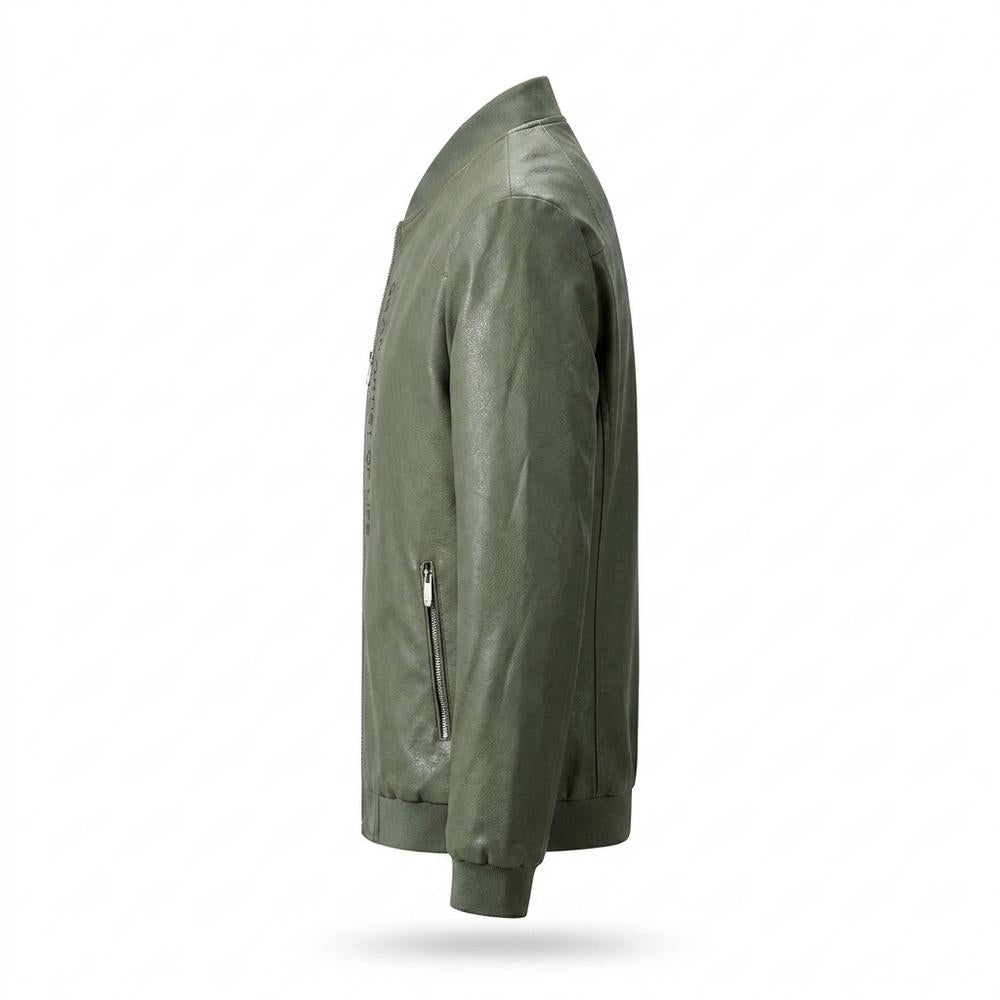 Mens Outlet House - Nemar | Zip-Up Slim-Fit Leather Jacket Men
