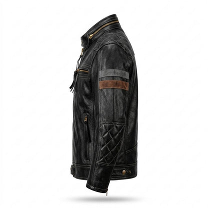 Mens Outlet House - Vemar | Quilted Grained Leather Jacket Men