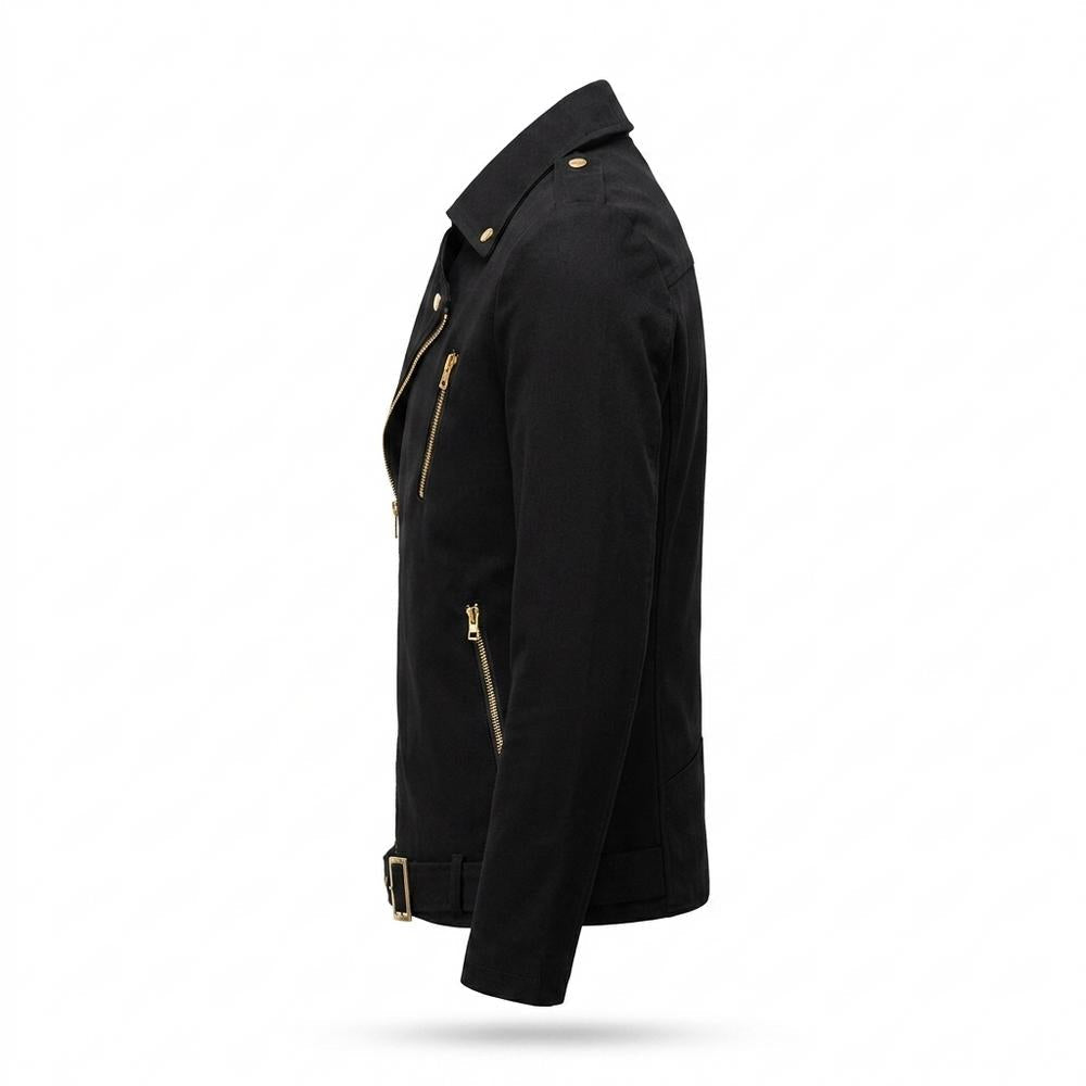 Mens Outlet House - Neken | Asymmetrical Belted Leather Jacket Men