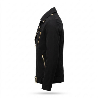 Mens Outlet House - Neken | Asymmetrical Belted Leather Jacket Men
