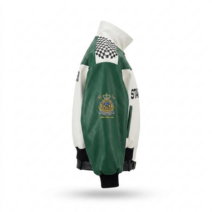 Mens Outlet House - Losil | Color-Block Zip-Up Leather Jacket Unisex