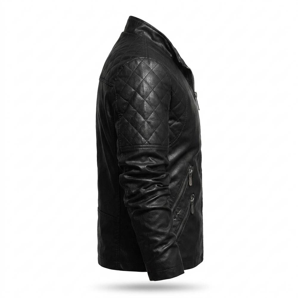 Mens Outlet House - Davin | Quilted Tailored Leather Jacket Men