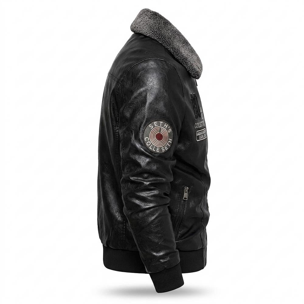 Mens Outlet House - Niser | Lined Embroidered Leather Jacket Men