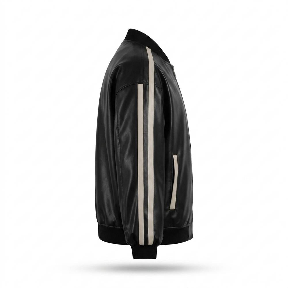 Mens Outlet House - Mimon | Faux-Leather Striped Jacket Unisex