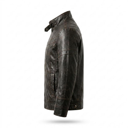 Mens Outlet House - Lolan | Fitted Zip-Up Leather Jacket Men