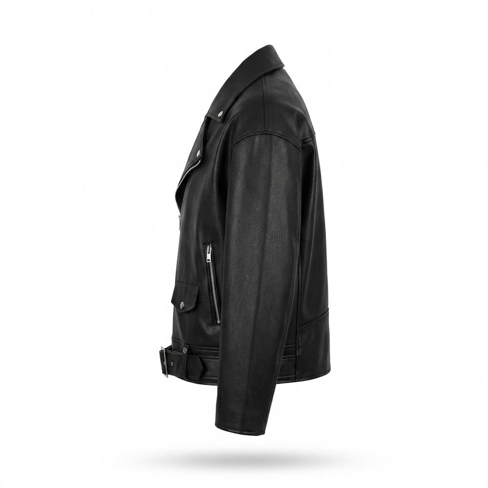 Mens Outlet House - Kevar | Asymmetrical Belted Leather Jacket Unisex