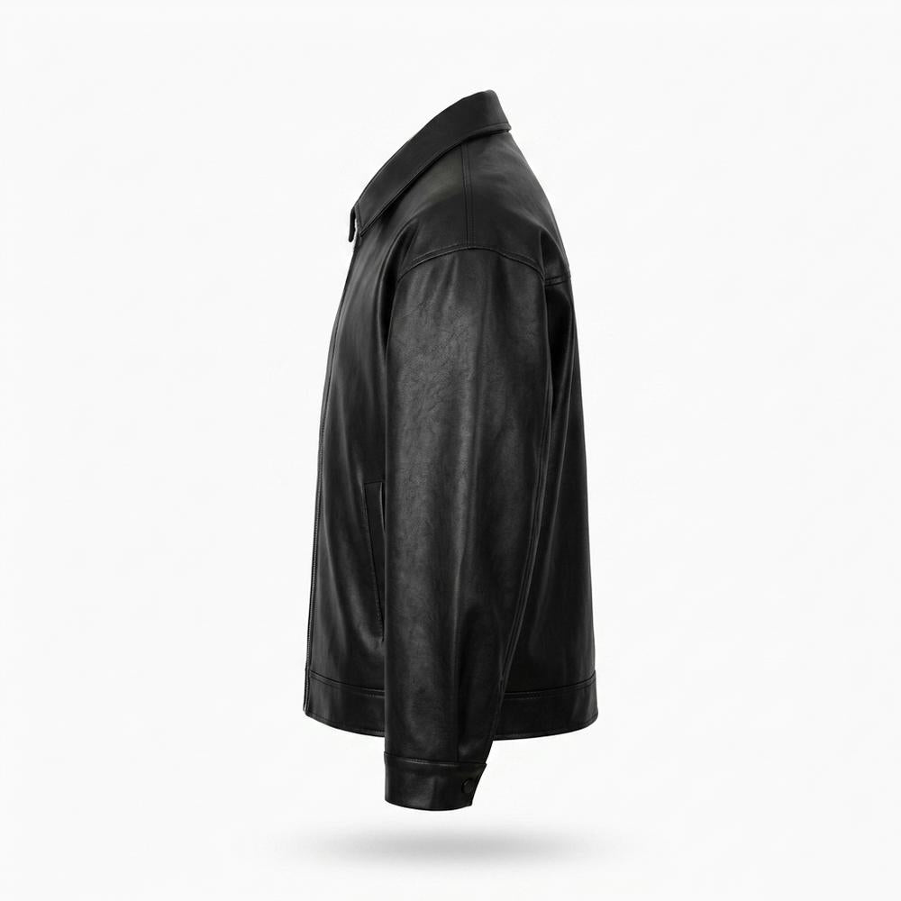 Mens Outlet House - Covan | Zip-Up Relaxed-Fit Leather Jacket Men