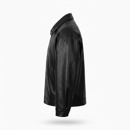 Mens Outlet House - Covan | Zip-Up Relaxed-Fit Leather Jacket Men