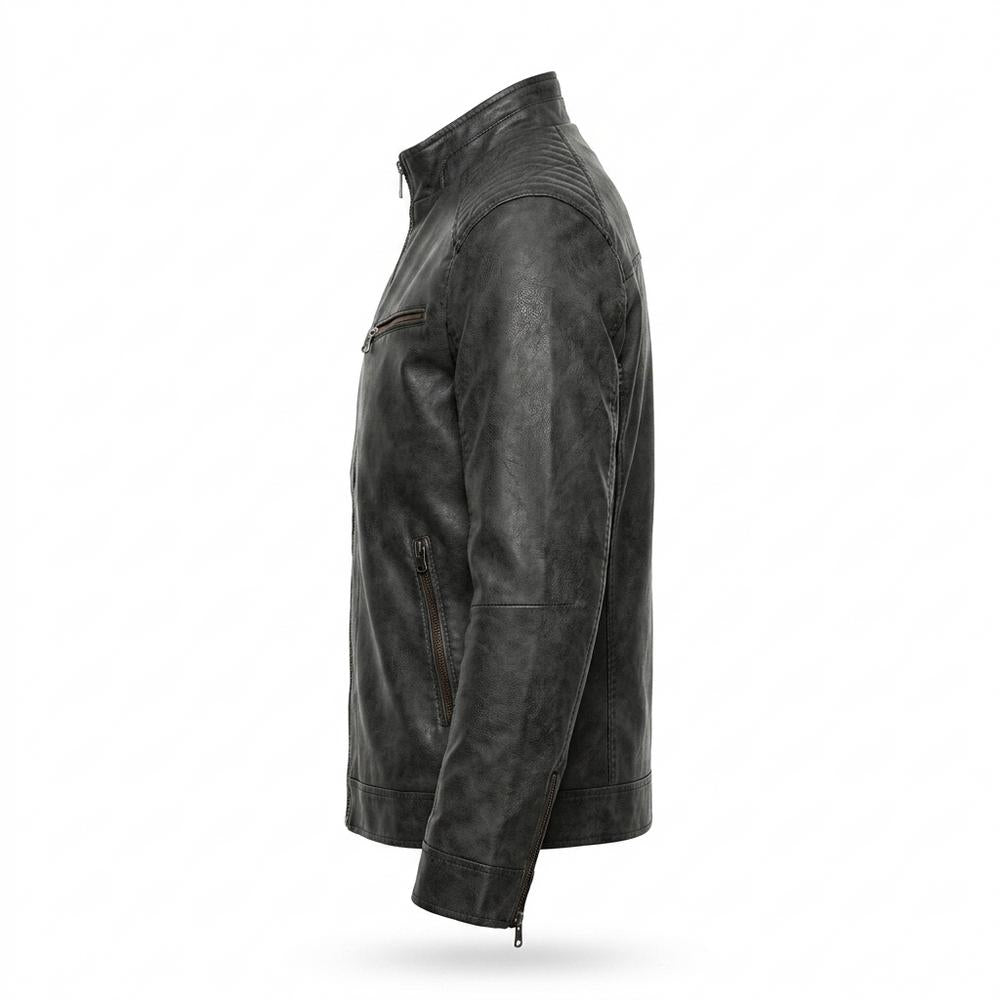 Mens Outlet House - Rolan | Quilted Zip-Up Leather Jacket Men