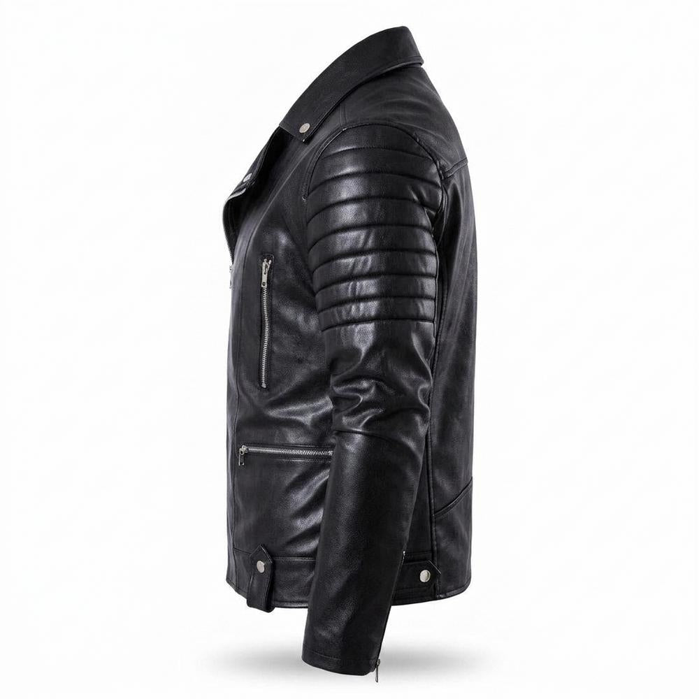 Mens Outlet House - Daran | Asymmetrical Quilted Leather Jacket Men