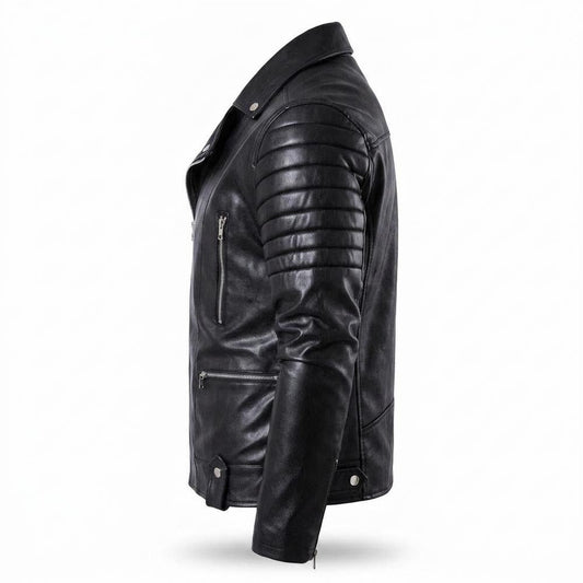 Mens Outlet House - Daran | Asymmetrical Quilted Leather Jacket Men