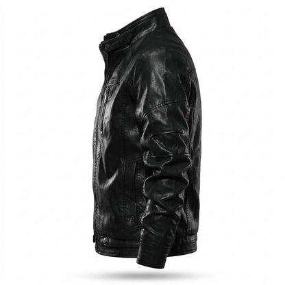 Mens Outlet House - Zaser | Zip-Up Slim-Fit Leather Jacket Men