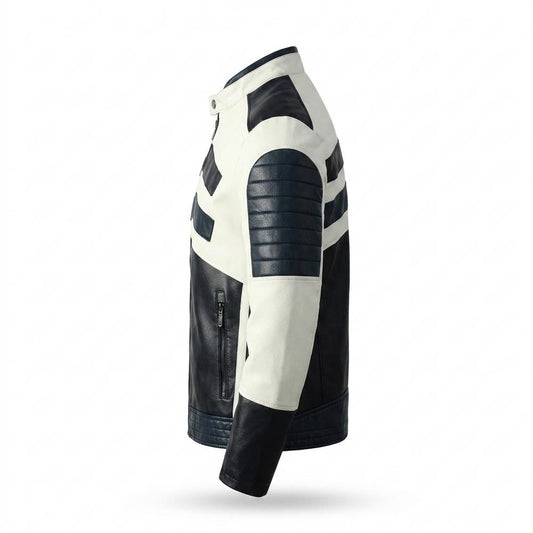 Mens Outlet House - Cavel | Color-Block Quilted Leather Jacket Men