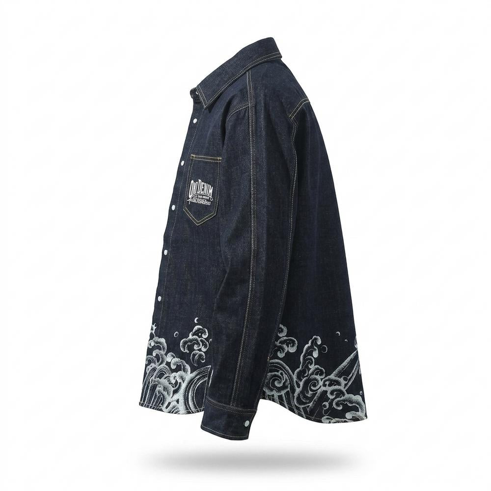 Mens Outlet House - Ranav | Denim Embroidered Shirt Men