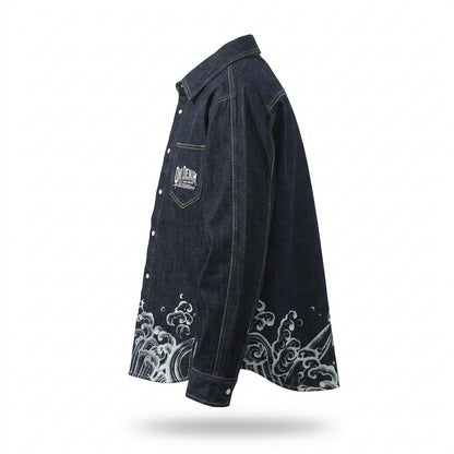 Mens Outlet House - Ranav | Denim Embroidered Shirt Men