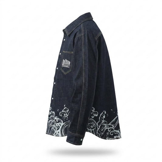 Mens Outlet House - Ranav | Denim Embroidered Shirt Men