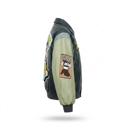 Mens Outlet House - Conor | Patched Two-Tone Leather Jacket Unisex