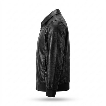 Mens Outlet House - Damar | Embossed Zip-Up Leather Jacket Men