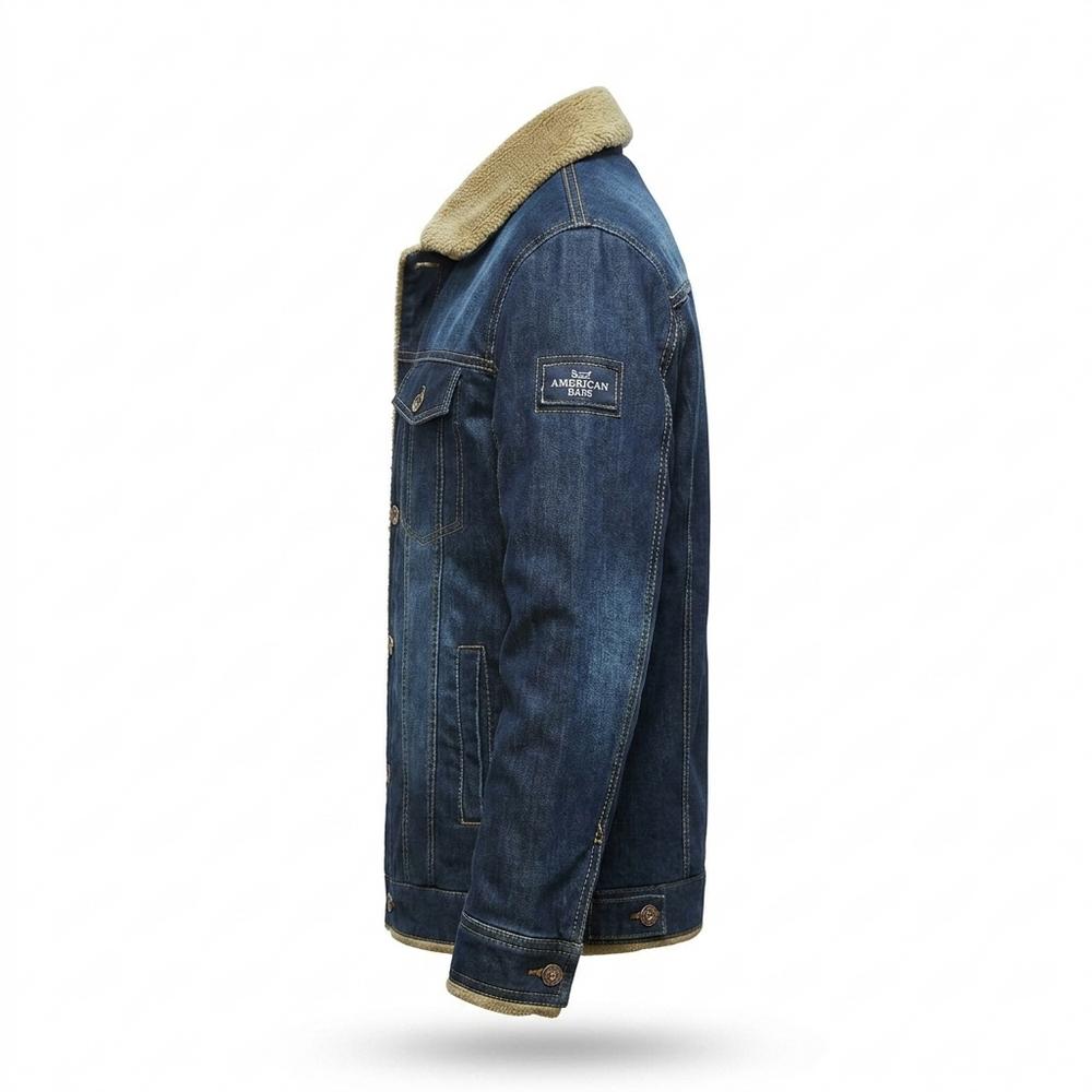 Mens Outlet House - Rahal | Sherpa-Lined Button-Front Denim Jacket Men